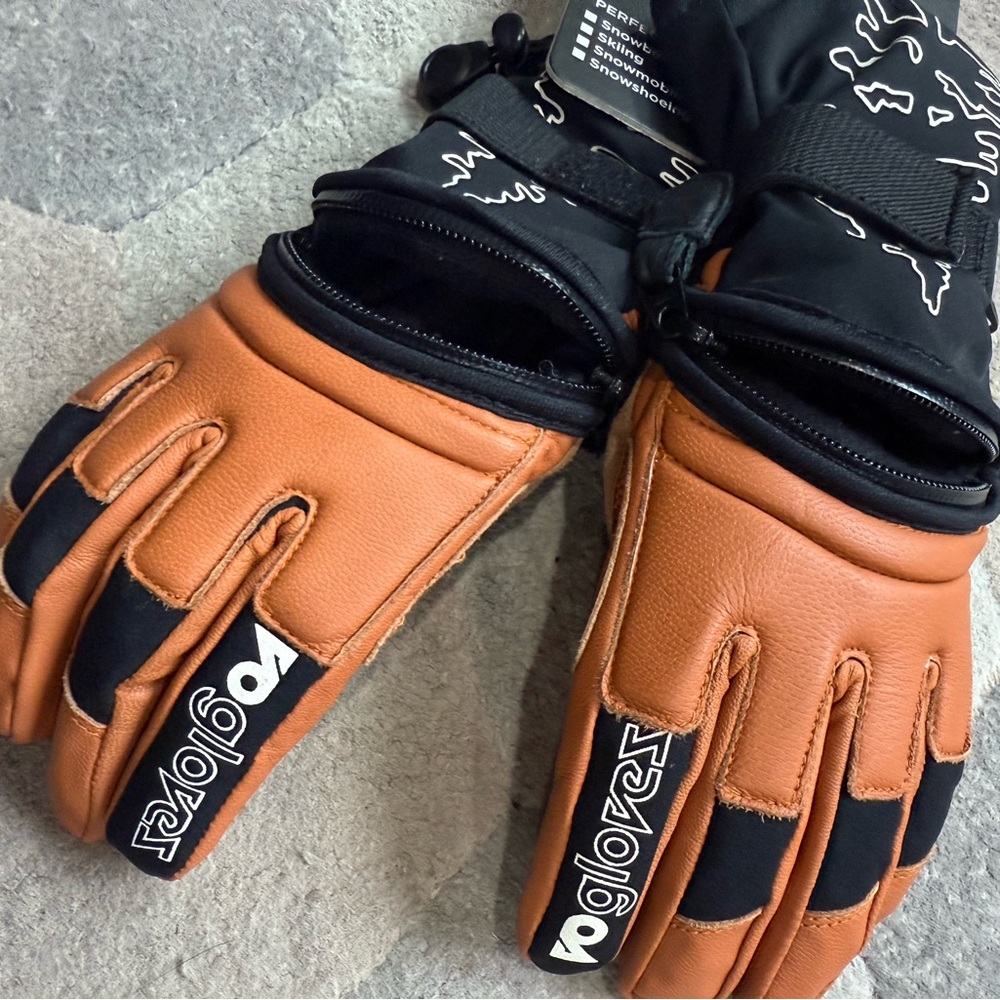 Love Men's Black and Brown Gloves